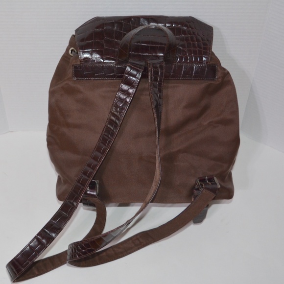 Gianni Versace Medusa Backpack Brown Nylon Leather Trim main image 7